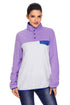Sexy Purple Stand Collar Buttons Fleece Pullover Top